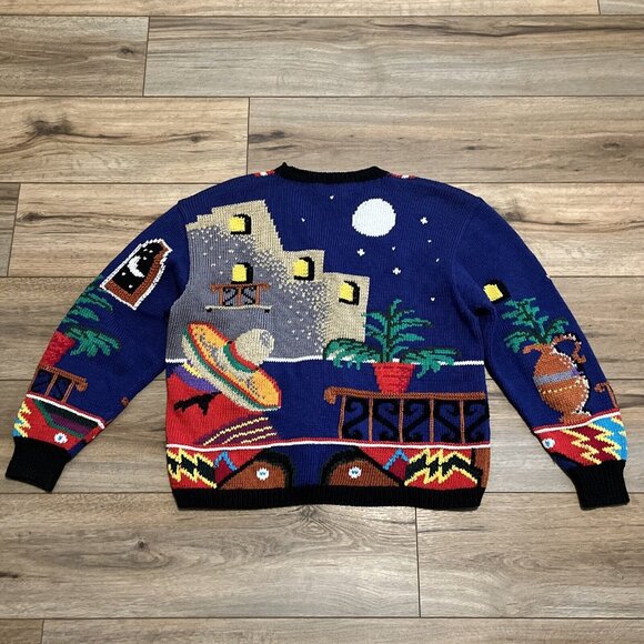 Berek Marta D Cardigan Sweater SZ Small Fiesta Southwest 1989 Vintage Funky Knit - Picture 7 of 8